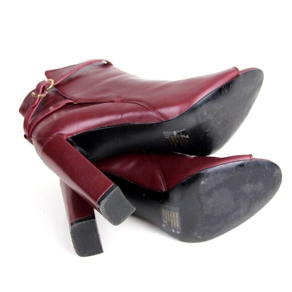 Banana Republic BURGUNDY GENUINE LEATHER OPEN TOE HIGH HEEL SHOES Sz 6.5M - Picture 6 of 11